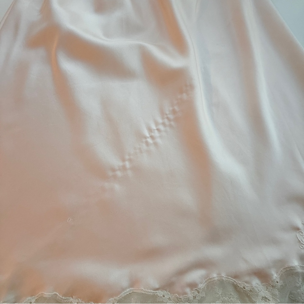Vintage Christian Dior Satin & Lace Half Slip Pink Embroidered Large USA - Picture 8 of 9